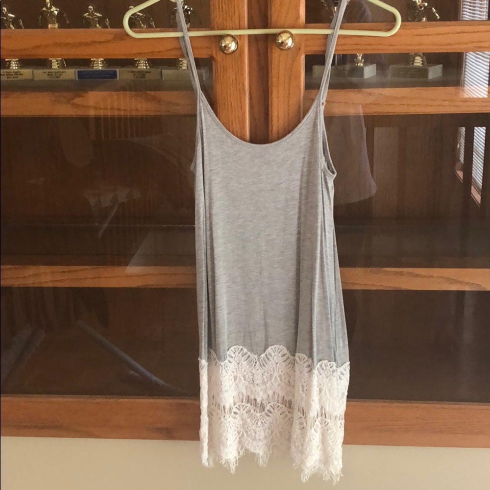 Gray tank with lace bottom